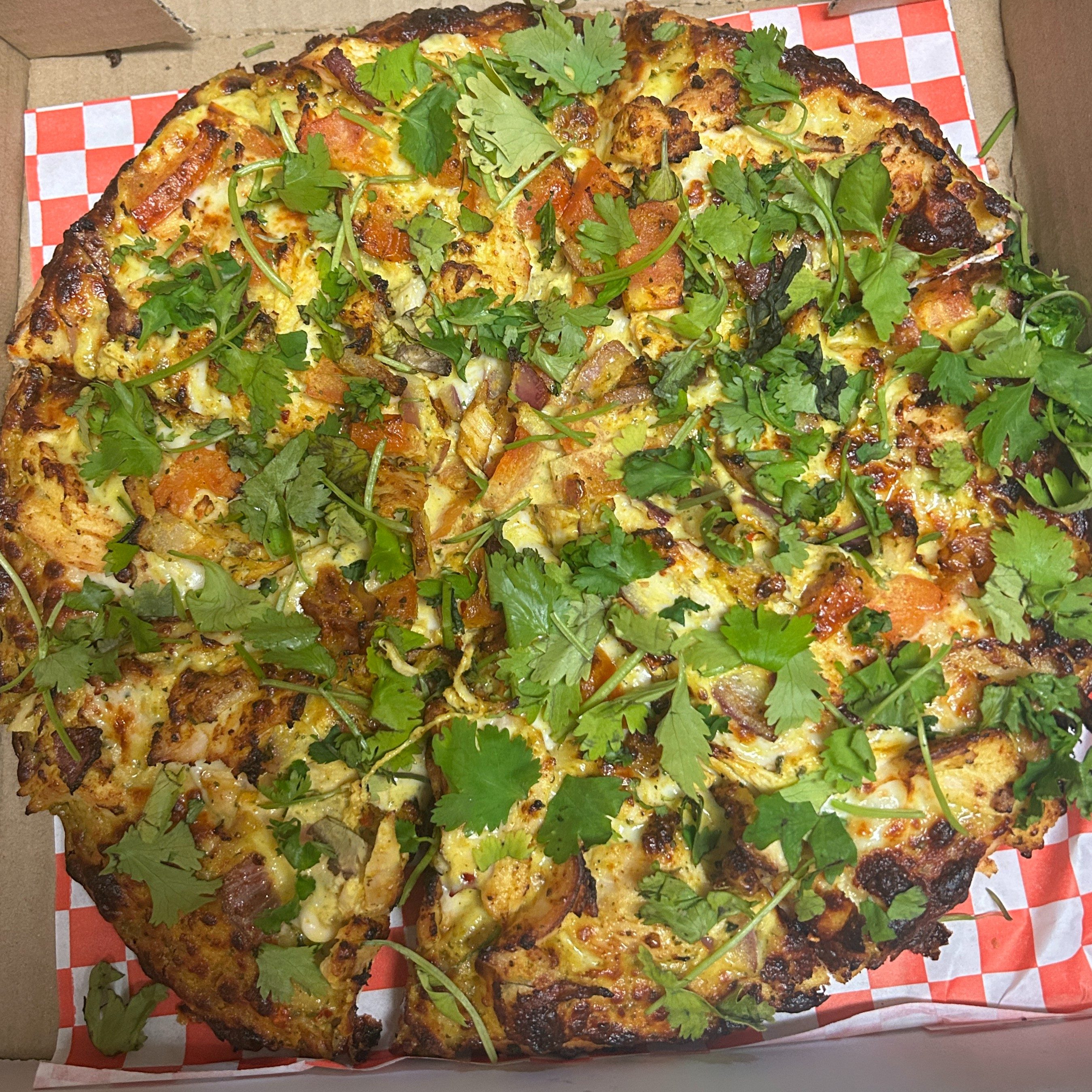 Chicken Curry Pizza.